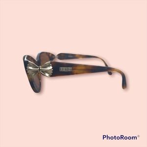 Vintage FENDI FS 105 Blonde amber Italy tortoise frames gold bow